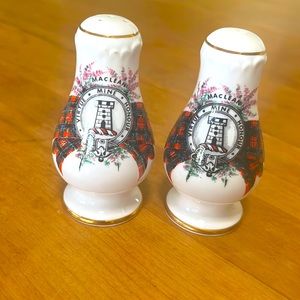 Vintage Scotland 3 3/4" Flared Salt & Pepper Shakers Mclean Virtue Mine Honour